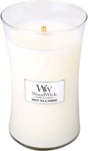 Woodwick Large Hourglass geurkaars White Tea & Jasmine Tot 130 branduren