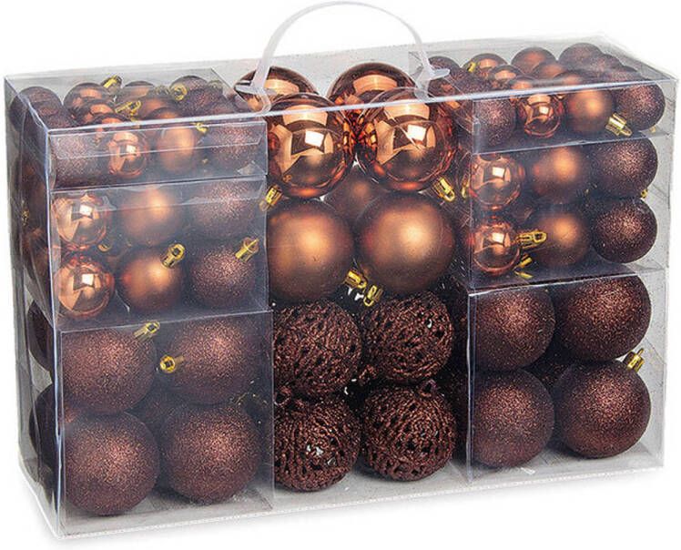 Wurm 100x stuks kunststof kerstballen bruin 3 4 en 6 cm Kerstbal