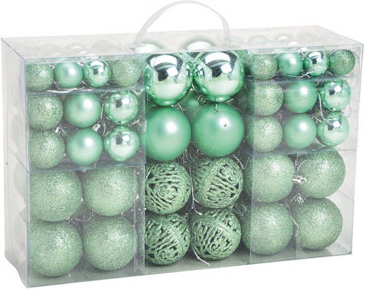 Wurm 100x stuks kunststof kerstballen mint groen 3 4 en 6 cm Kerstbal