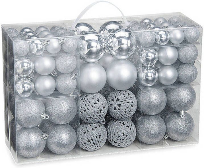 Wurm 100x stuks kunststof kerstballen zilver 3 4 en 6 cm Kerstbal