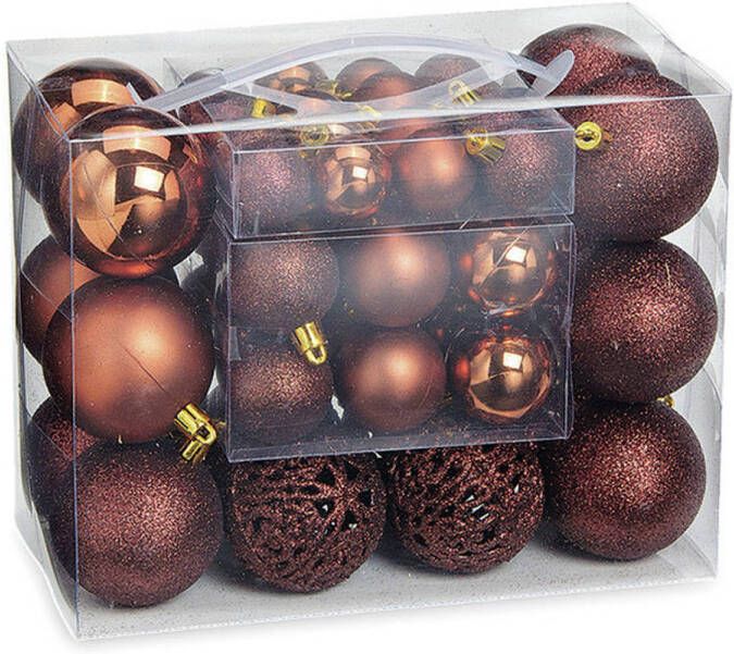 Wurm 50x stuks kunststof kerstballen bruin 3 4 en 6 cm Kerstbal