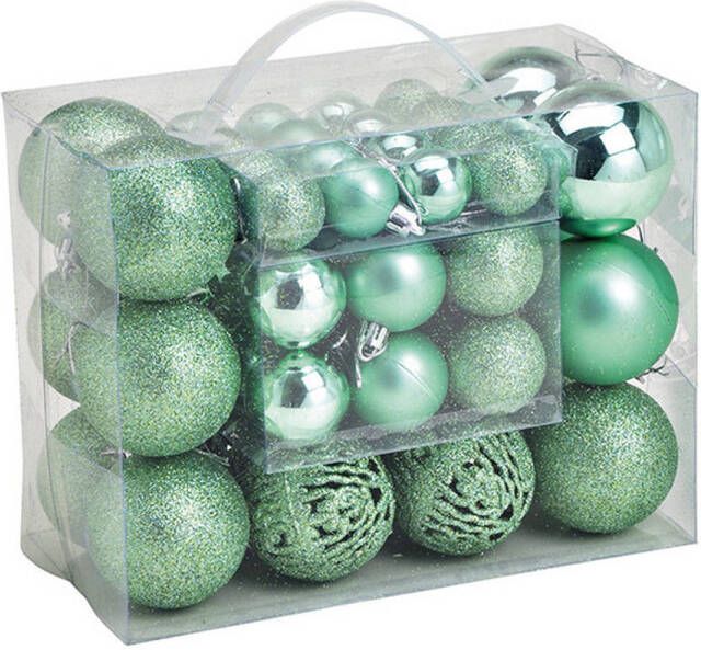 Wurm 50x stuks kunststof kerstballen mint groen 3 4 en 6 cm Kerstbal