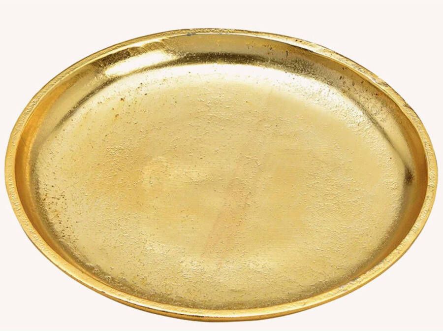 Wurm Rond kaarsenbord kaarsenplateau goud van metaal 20 x 2 cm Kaarsenplateaus