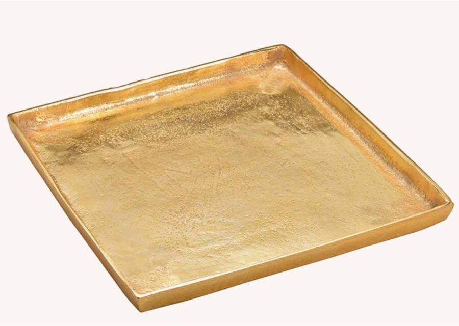 Wurm Vierkant kaarsenbord kaarsenplateau goud van metaal 30 x 30 x 2 cm Kaarsenplateaus