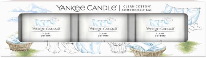Yankee Candle geurkaars Clean cotton (set van 3) - Foto 1