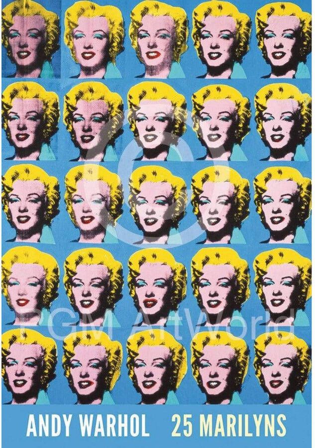 Yourdecoration Andy Warhol 25 Colored Marilyns Kunstdruk 45x65cm