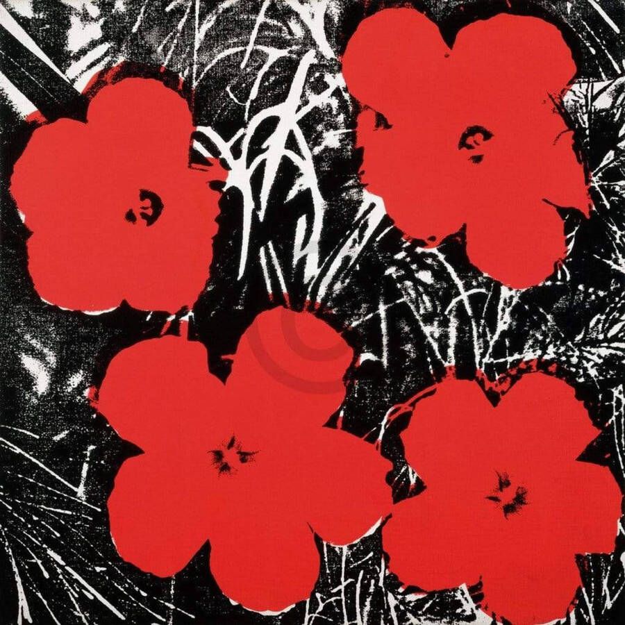 Yourdecoration Andy Warhol Flowers Red 1964 Kunstdruk 91x91cm