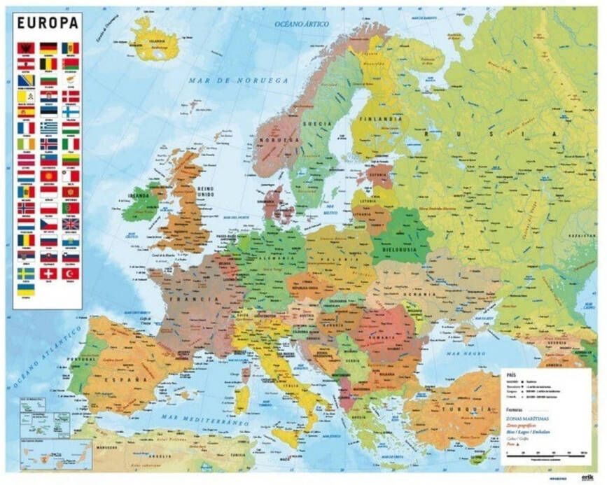 Yourdecoration Grupo Erik Map of Europe Poster 50x40cm