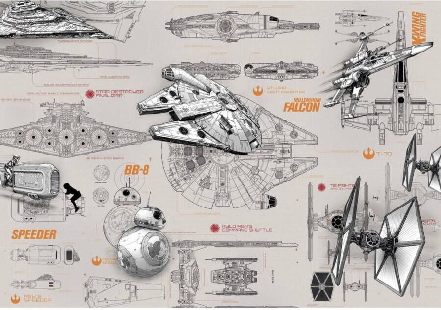 Komar Fotobehang Star Wars Blueprints 368x254 cm (breedte x hoogte) inclusief pasta (set)