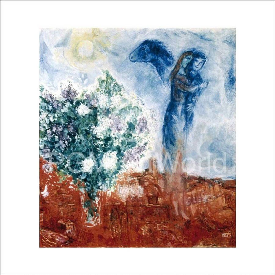 Yourdecoration Marc Chagall Die Liebenden über St.Paul Kunstdruk 70x70cm
