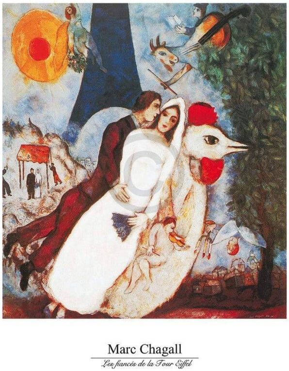 Yourdecoration Marc Chagall Les fiances Kunstdruk 60x80cm