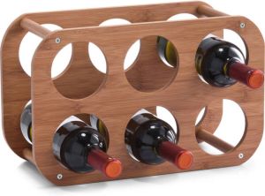 Zeller 1x Houten Wijnflessen Rekken wijnrekken Compact Voor 6 Flessen 38 Cm Wijnrekken