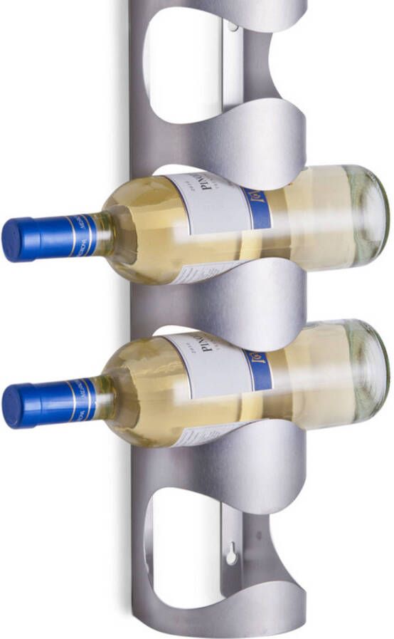 Zeller 1x Zilver chroom wijnflesrek wijnrekken hangend voor 4 flessen 45 cm Wijnrekken