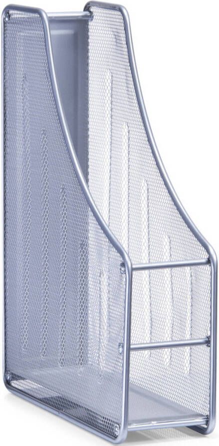 Zeller 1x Zilveren lectuur tijdschriftenrekken van draadmetaal mesh 9 x 35 cm tijdschriftenrek