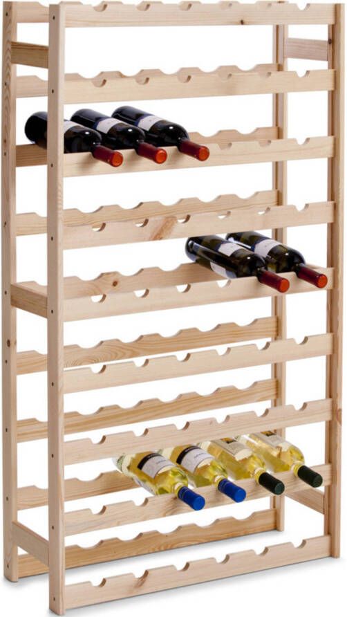 Zeller 1x Houten wijnflesrek wijnrekken staand voor 54 flessen 118 cm Wijnrekken