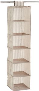 Zeller kast organiser hangend 6 vakken 30 x 30 x 129 cm beige Opbergmanden