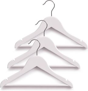Zeller kledinghangers kind set 12x wit hout 30 5 cm Kledinghangers