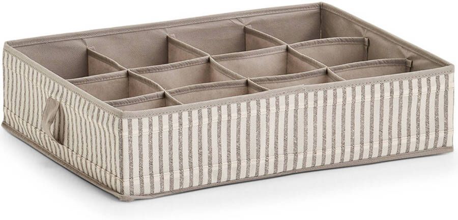 Zeller kleding kast organiser 12 vakken beige 44 x 34 x 11 cm polyester Opbergmanden