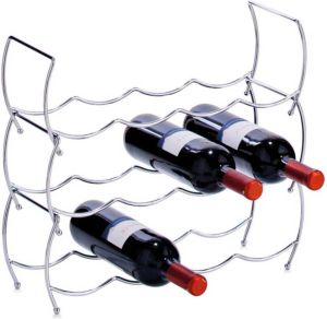 Zeller 1x Zilver chroom wijnflesrek wijnrekken stapelbaar voor 12 flessen 42 x 40 cm Wijnrekken