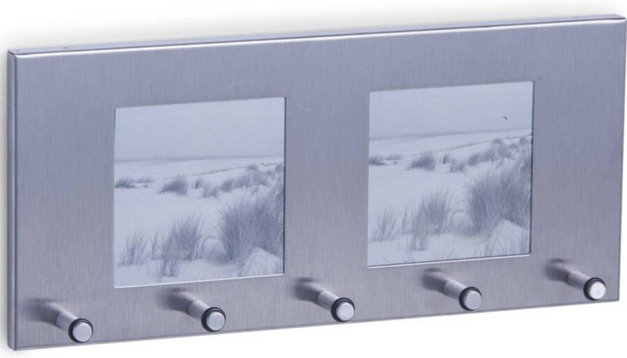 Zeller Sleutelrekje rechthoek zilver met foto vensters 29 cm Sleutelkastjes