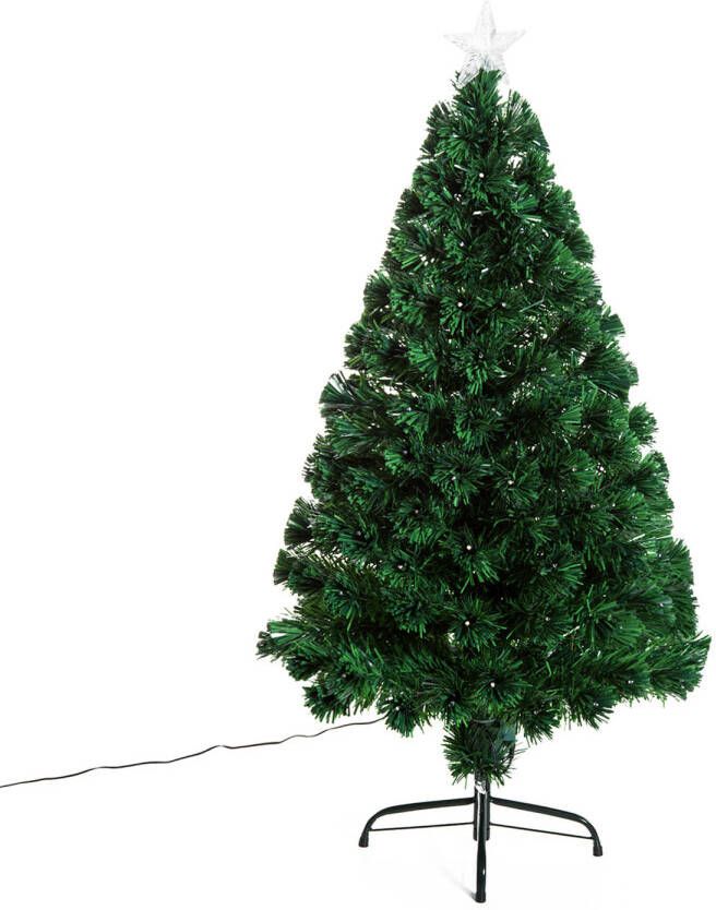 Zenzee Kerstboom met LED verlichting Glasvezel Kunstkerstboom Kerst Kerstversiering 120 cm