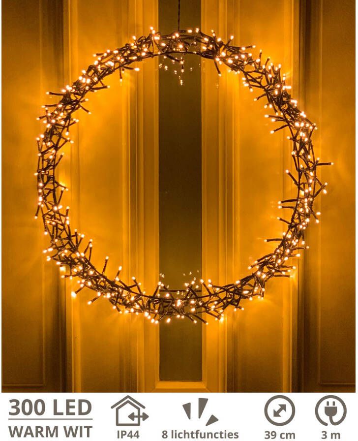 Zenzee Kerstkrans 300 LED Ø39 cm Warmwit M Kersthanger Lichtkrans Kerstdecoratie Kerstversiering Kerst
