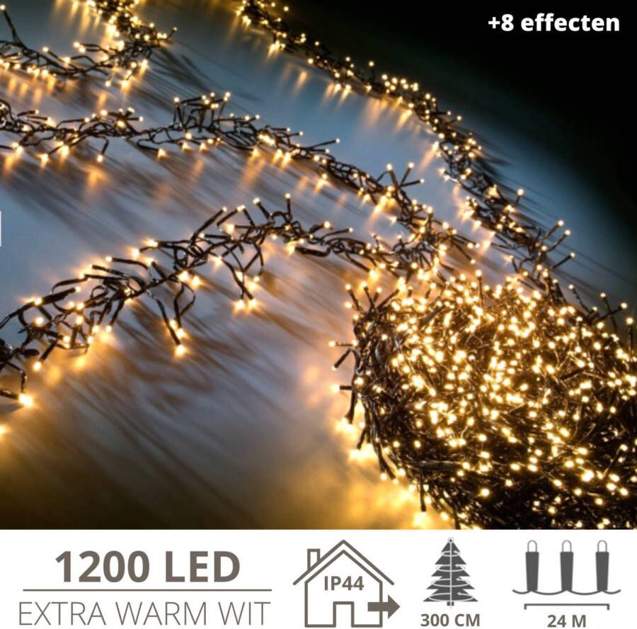 Zenzee Kerstverlichting Kerstboomverlichting Clusterverlichting Kerstversiering Kerst 1200 LED&apos;s 24 meter Ext...