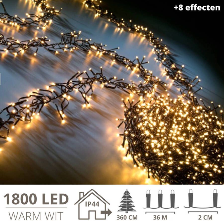 Zenzee Kerstverlichting Kerstboomverlichting Clusterverlichting Kerstversiering Kerst 1800 LED&apos;s 36 meter Ext...