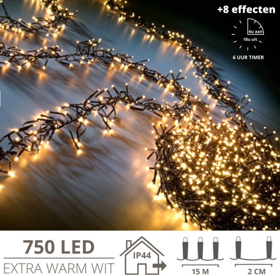 Zenzee Kerstverlichting Kerstboomverlichting Kerstversiering Kerst Cluster met haspel 750 LED&apos;s 15 meter Extra...