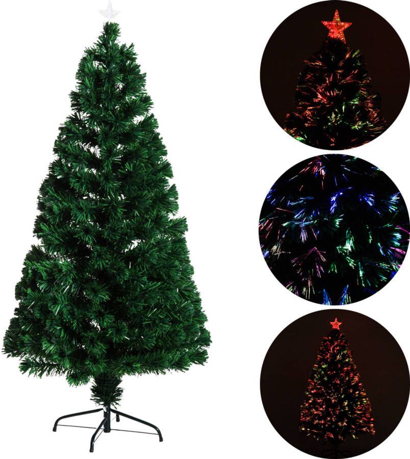 Zenzee Kunstkerstboom met glasvezel verlichting en decoratie Kerstboom Kerst LED 150 cm