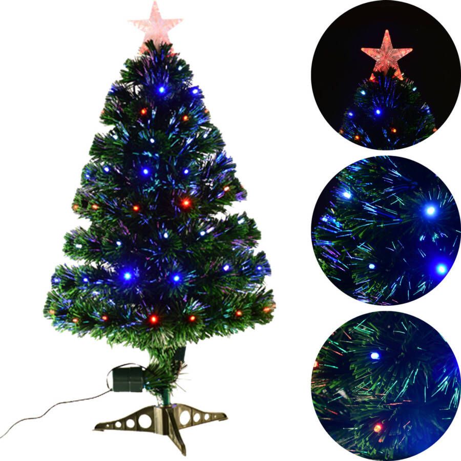 Zenzee Kunstkerstboom met glasvezel verlichting en decoratie Kerstboom Kerst LED 90 cm