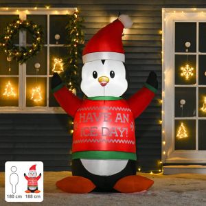 Zenzee Opblaasbare Led Pinguin Kerstfiguur Kerstverlichting Buiten Kerstversiering L93 X B112 X H188 Cm