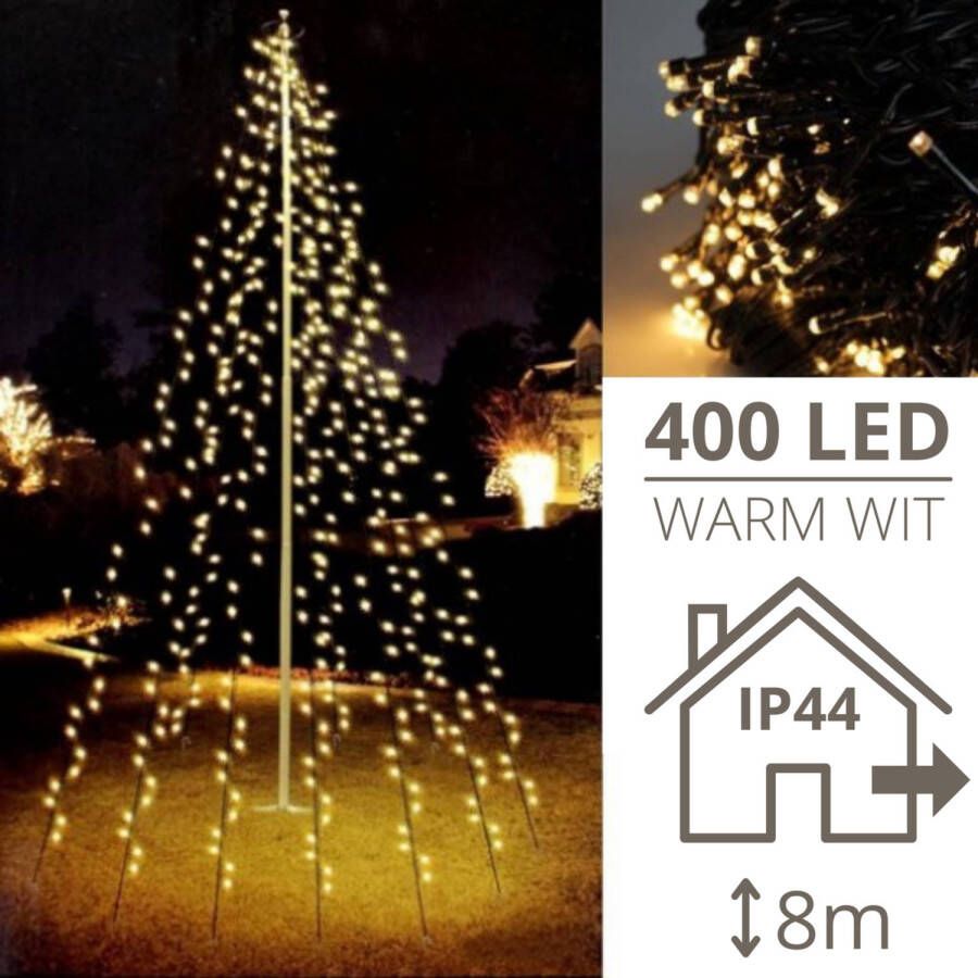 Merkloos Vlaggenmast kerstverlichting 8 meter 400 LED&apos;s Kerstverlichting buiten Kerstversiering Kerst