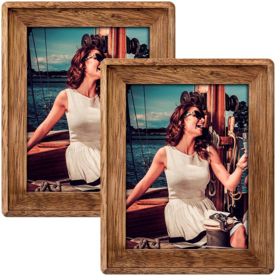 ZEP 2x stuks fotolijst hout bruin geschikt voor een foto van 13 x 18 cm Fotolijsten