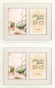 ZEP 2x stuks fotolijst hout wit geschikt voor twee foto van 10 x 15 cm Fotolijsten