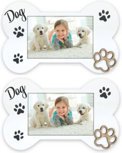 ZEP 2x stuks houten fotolijstje hond thema geschikt voor een foto van 10 x 15 cm Fotolijsten