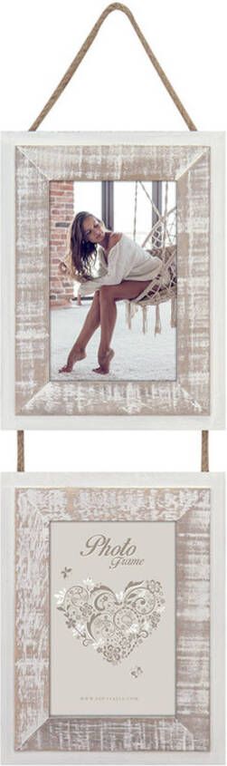 ZEP Duo 2-luik houten fotolijst wit bruin Florent voor 2 foto&apos;s 13x18 WW1813