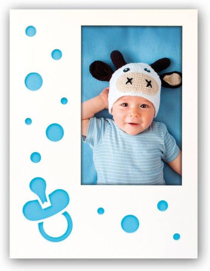 ZEP Houten baby fotolijst Nicola blauw voor foto formaat 13x18 WP0157B