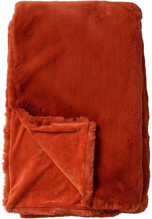 Dutch Decor ZINZI Plaid 140x180 cm bontlook effen kleur Potters Clay oranje