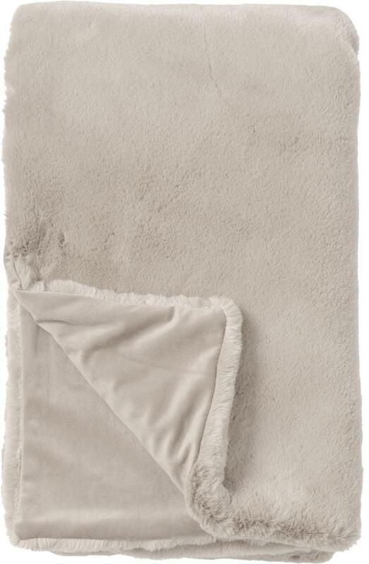 Dutch Decor ZINZI Plaid 140x180 cm bontlook effen kleur Pumice Stone beige
