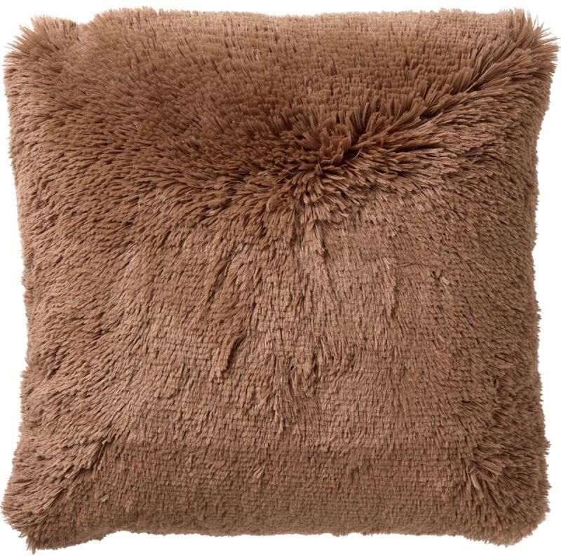Dutch Decor FLUFFY Sierkussen unikleur Tobacco Brown 45x45 cm bruin