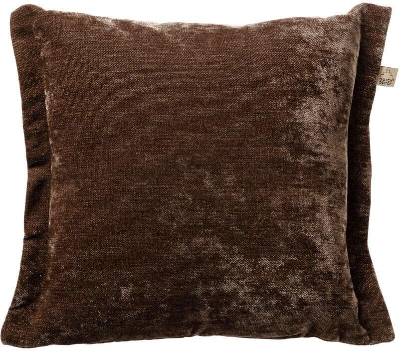 Dutch Decor LEWIS Kussenhoes 45x45 cm fluweel met sierrand Chocolate Martini donkerbruin