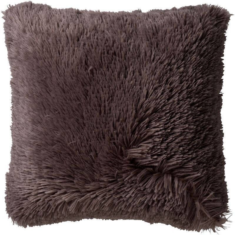 Dutch Decor FLUFFY Kussenhoes 60x60 cm superzacht XL kussensloop Driftwood taupe