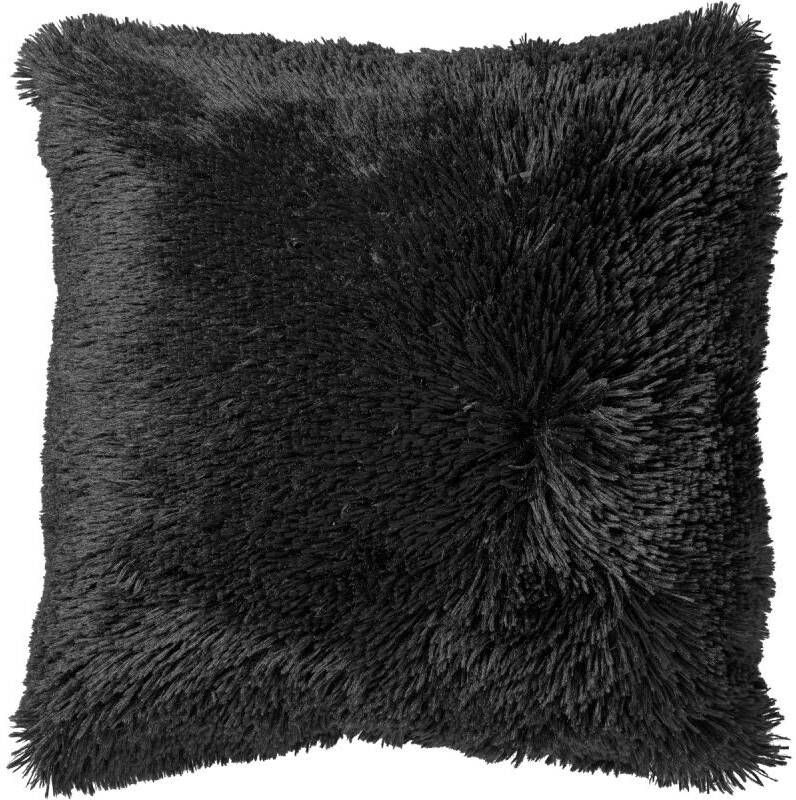 Dutch Decor FLUFFY Sierkussen unikleur Raven 45x45 cm zwart