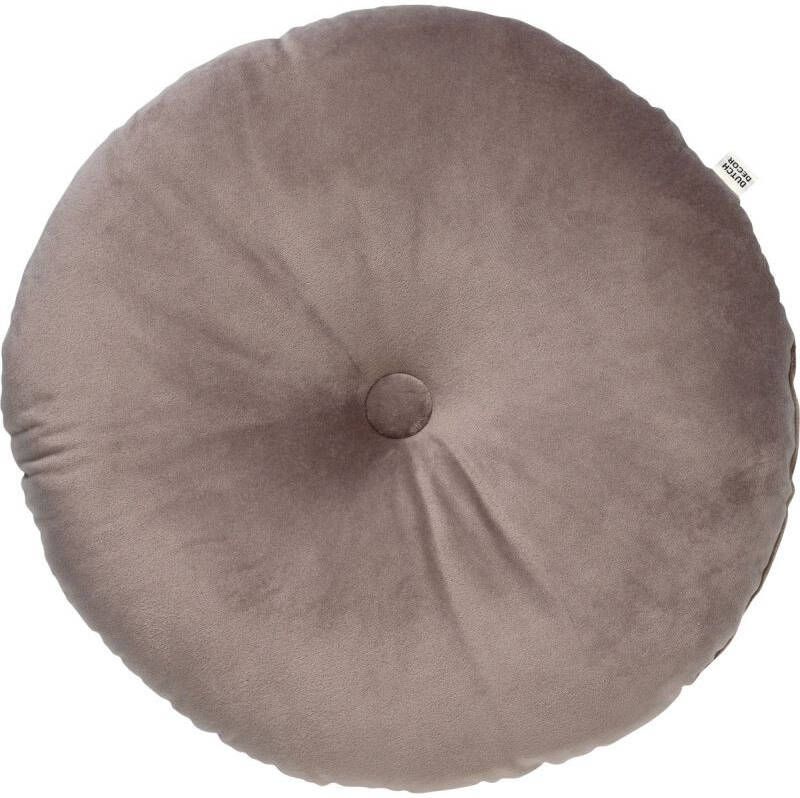 Dutch Decor OLLY Sierkussen rond velvet 40 cm Driftwood taupe