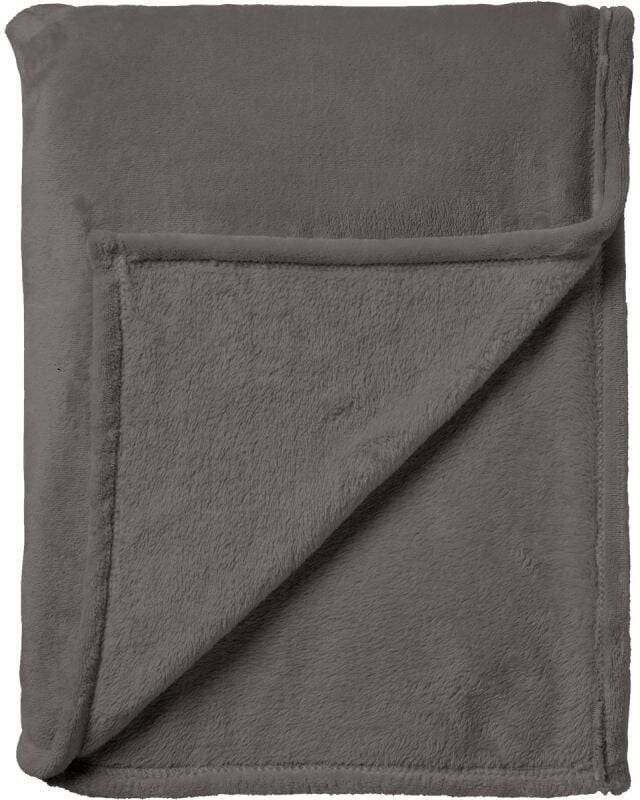Dutch Decor CHARLIE Plaid 200x220 cm extra grote fleece deken effen kleur Driftwood taupe