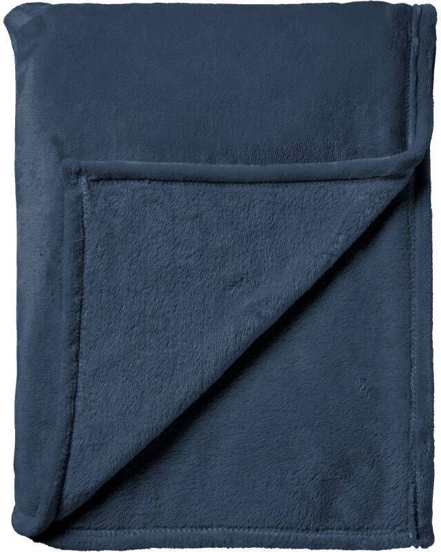 Dutch Decor CHARLIE Plaid 200x220 cm extra grote fleece deken effen kleur Insignia Blue blauw