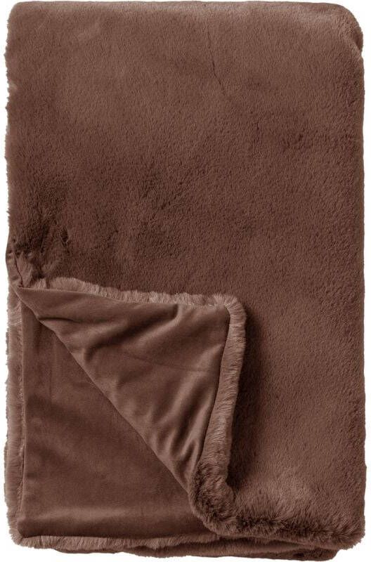 Dutch Decor ZINZI Plaid 140x180 cm bontlook effen kleur Chocolate Martini donkerbruin