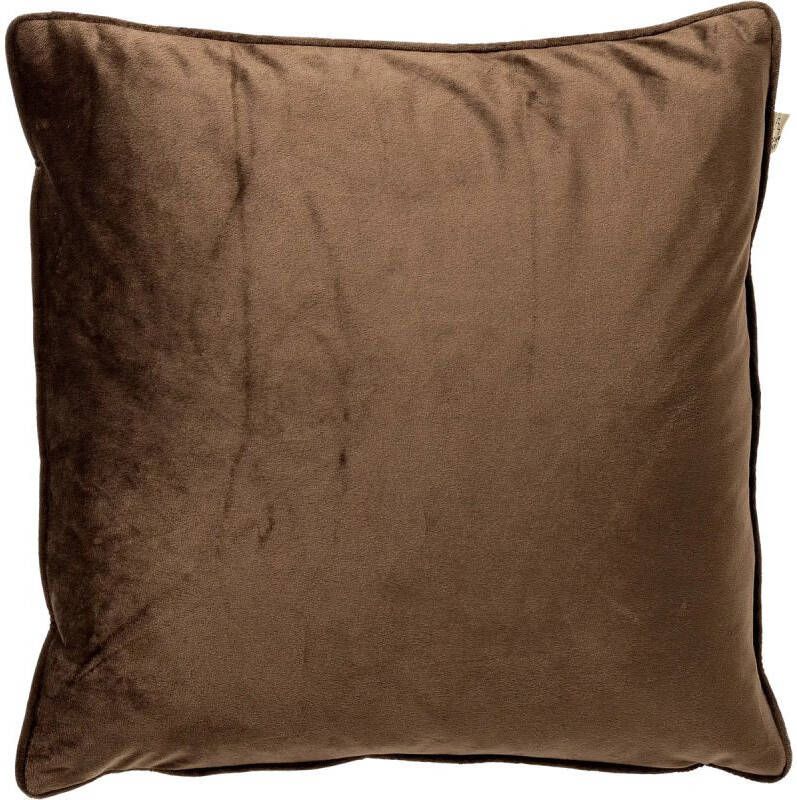 Dutch Decor FINN Sierkussen 45x45 cm velvet effen kleur Chocolate Martini donkerbruin