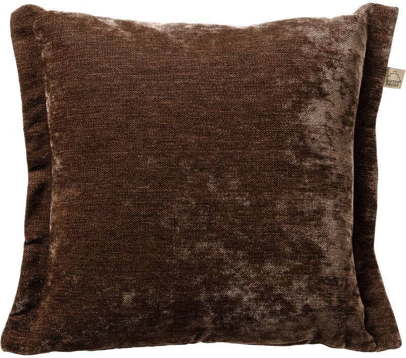 Dutch Decor LEWIS Kussenhoes 45x45 cm fluweel met sierrand Chocolate Martini donkerbruin
